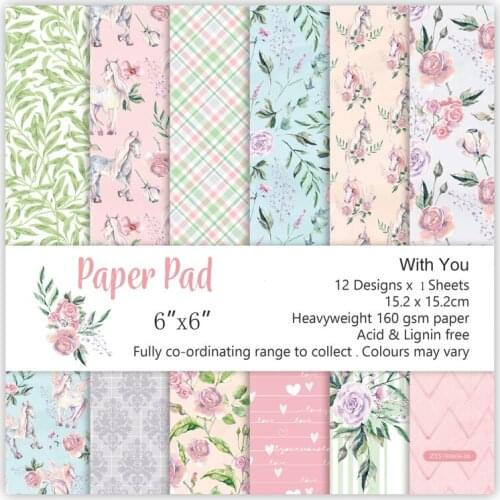 KLJUYP 12 Sheets With You Scrapbooking Pads Paper Origami Art Background Paper Card Making DIY Scrapbook Paper Craft