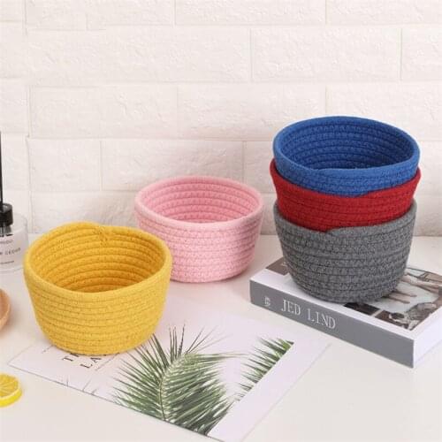 Colorful Storage Basket Home Toy Book Clothes Sundries Make Up Food Fruit Organzier Home Decoration Cotton Rope Woven Baskets