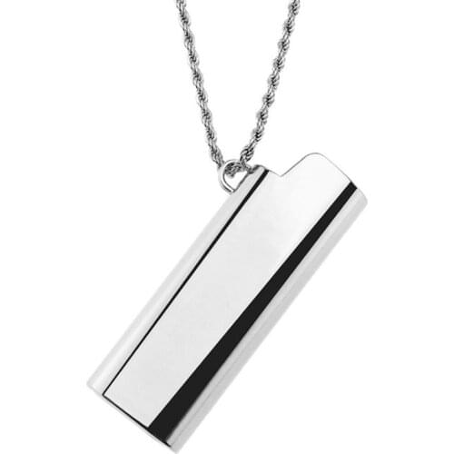 Creative J3 Lighter Shell necklace pendant Trendy Hip Hop jewelry Lighter Case For Bic J3 Body Protection Lighter cover