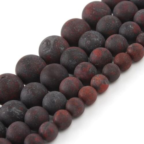 4/6/8/10/12mm Dark Red Flower Jaspers Natural Stone Round Beads for Jewelry Making DIY Bracelet Accessories 15" Minerals Beads