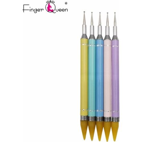 4p Metal Crayons Manicure Brushes Wax Tip Easily Catches Rhinestones Needle for Adjusting Rhinestone Position on Nails Nail Pen