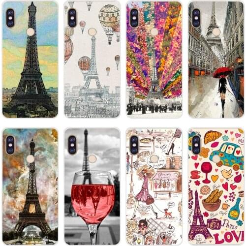 23H fashion Pink Paris stype Soft Silicone Tpu Cover phone Case for xiaomi redmi 6 pro 5 plus note 6 pro 4 4x mi 8