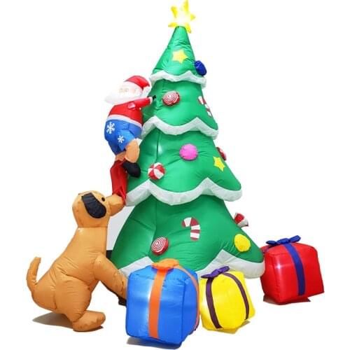 Inflatable Christmas Decorations 7feet Inflatable Santa Being Chased Up The Tree Yard Inflatables with LED Light Holiday Spirit