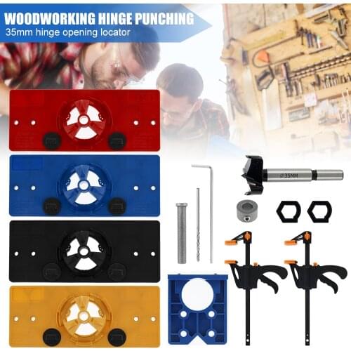 Concealed 35MM Cup Style Hinge Jig Boring Hole Drill Guide + Forstner Bit Wood Cutter Carpenter Woodworking DIY Tools
