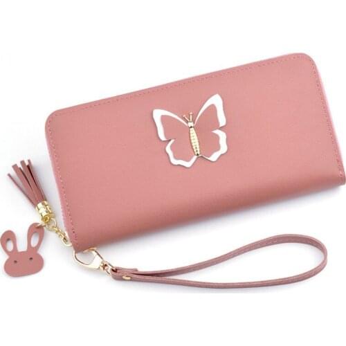 New Lovely Tassel Women Wallets Long Clutch bag Girls Purse Credit Card Holder Coin Purse Red Wrist strap Clutch Wallet for Lady