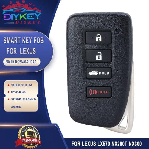 DIYKEY 281451-2110 AG Board ID for Lexus LX570 NX200t NX300 NX300h 2020 Smart Key Keyless Remote Fob 89904-78470 FCCID: HYQ14FBA