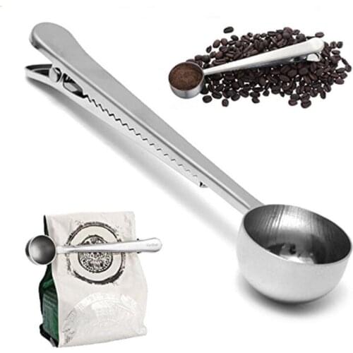 Popular Metal Scoop With Clip Stainless Steel Coffee Measuring Spoons Abrasion Resistant Milk Powder Spoon LX7936