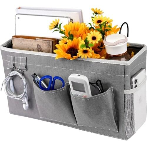 Bedside Caddy Hanging Organizer Storage Bag for Bunk & Hospital Beds Dorm Room Bed Rail Glasses Books Phones Keys Pocket Holder