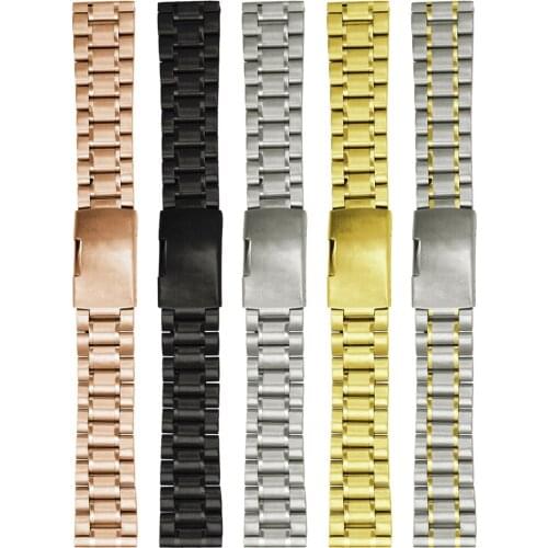 Universal Stainless Steel Watch Belt Metal Watch Band Steel Strap Solid Butterfly Buckle Watch Strap 18mm 20mm 22mm 24mm