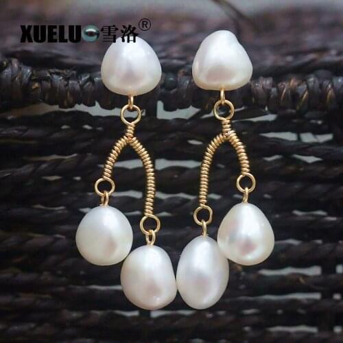 XUELUO 2019 Hyperbole Gorgeous Genuine Natural Cultured Freshwater Baroque Pearl Stud Earrings for special gift