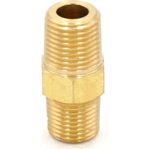 1/8" BSPT x 1/8" NPT Male Hex Nipple Reducer Brass Pipe Fitting Connector Adapter Water Gas Oil Fuel Max Pressure 229 PSI