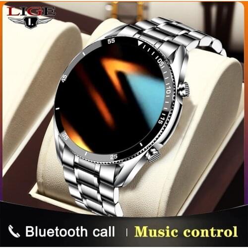 LIGE 2021 Steel Band Smart Watch Men Full Touch Screen Sports Fitness Watch Waterproof Bluetooth For Android ios smartwatch Mens