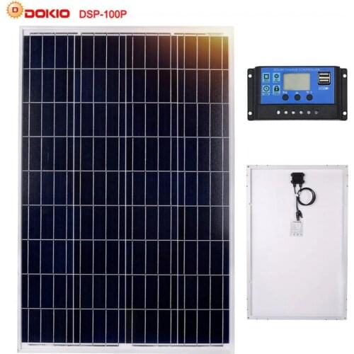 Dokio 100W Photovoltaic Solar Panel+10A 12V/24V Solar Controller 18V home Panel Solar 10 Watt+5V Dual USB Charger Regulator kit