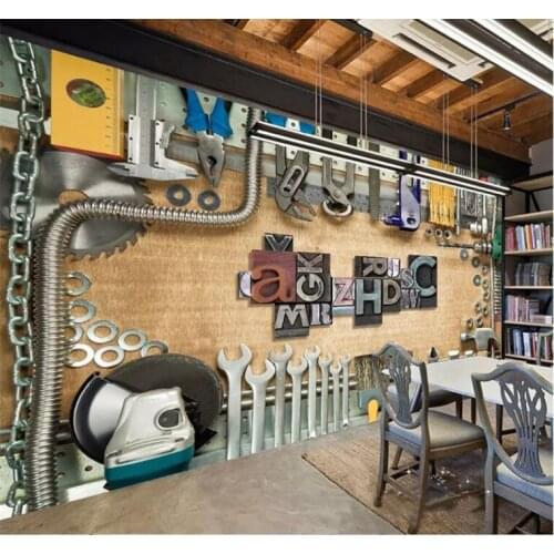 Modern simple mechanical toolbox TV sofa background wall custom large mural green wallpaper papel de parede