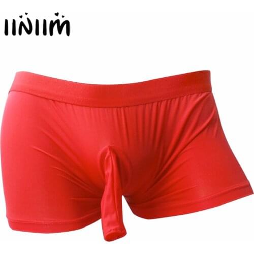 Iiniim Sexy Mens Boxer Shorts Stretch Underwear Underpants with Open Penis Sheath Underwear Men Gay Lingerie Panties