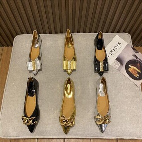 Pointed single shoes women summer flat shoes shallow mouth 2021 new autumn soft leather womens shoes soft sole scoop shoes