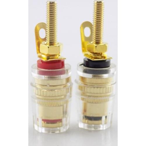 Amplifier Speaker 4mm Banana Plug Gold Plated connector Binding Posts Oxidation Resistance Brass Terminal w/ Transparent Shell