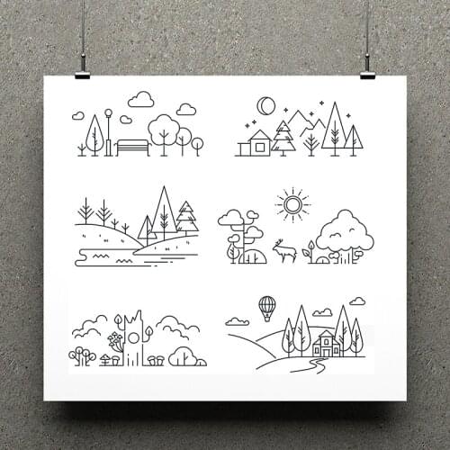 ZhuoAng Scenery tree Clear Stamp / Scrapbook Rubber Stamp / Craft Clear Stamp Card / Seamless Stamp