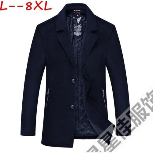 10XL 8XL 6XL Winter Mens thicken trench coat muffler Detachable jacket Mens casual windbreaker woolen coats men overcoat