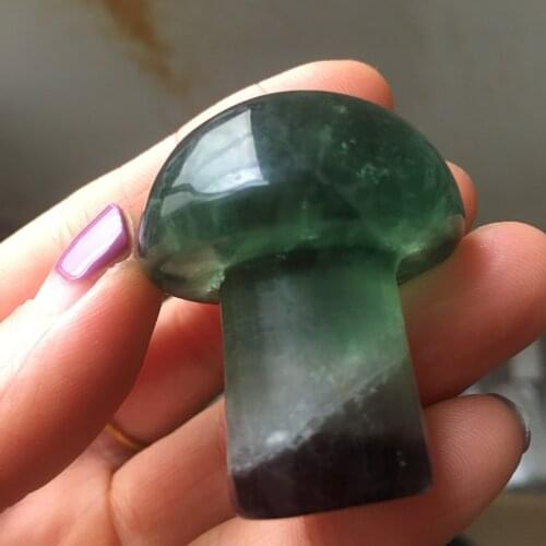 1pcs Beautiful hand carved natural quartz crystal stone green fluorite mushroom