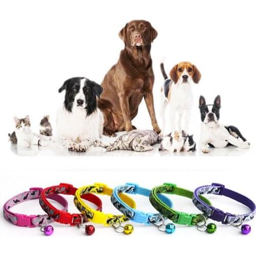 1PC Nylon Dog Collar Reflective Pet Bell Collar Adjustable Suitable for Cats and Small Dogs Pet Supplies Basic Collar
