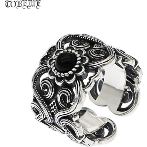 100% 925 Silver Lucky Symbol Ring Vintage Thai Silver Man Ring 925 Sterling Good Luck Ring Resizable