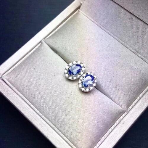 100% Natural and real Tanzanite Earring 925 sterling silver Fine jewelry Anniversary Jewelry