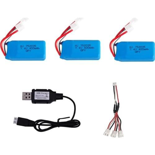 Lipo Battery with Chager cable for DM007 RC Quadcopter RC toys Parts 7.4V 400mah 2S XH2.54 Plug high quality RC toys battery