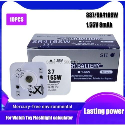 10pcs/lot FOR SEIZAIKEN 1.55V 337 SR416SW Silver Oxide Watch Battery 337 SR416SW Button Coin Cell For Watch Electric Toys