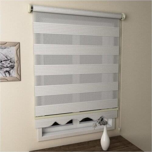 FREE SHIPPING White Zebra Roman Roller Blinds Curtain Decor Double Layer Office Home Living Room Window Kitchen Bathroom