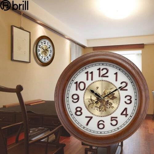 Large Wall Clock Retro Solid Wood Clock Mechanism Bedroom Silent Living Room Decoration Relojes De Pared Vintage Decoracion Gift