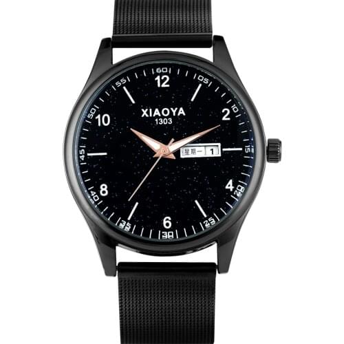 Luminous Pointers Dial Watch for Men Utility Arabic Numerals Dial Watches for Boyfriend Black Strap Wristwatch for Husband