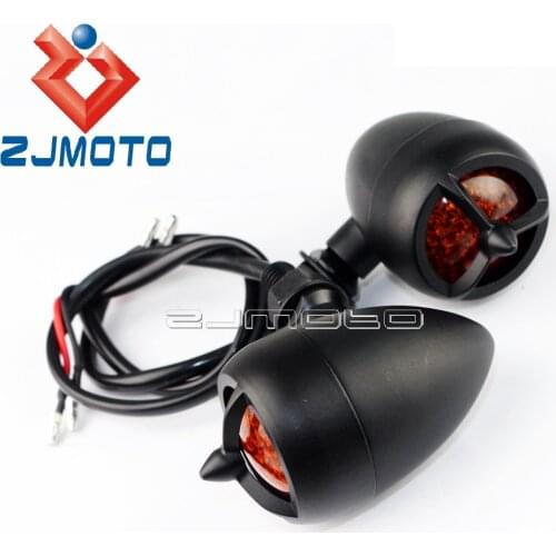 Black Bullet W/ Grill LED Turn Signals Indicator Light Blinkers Lamp For Sportster Dyna Softail Bobber Vintage Cafe Racer 10mm