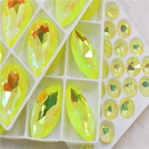 Citrine Mocha AB beads Jewelry Making Crystals stone Needlework Rivoli Navette Teardrop diamonds for crafts 20x30mm 17x32mm