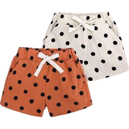 New Kids Girl Summer Dots Short Children Casual Cotton Elastic Waist Beach Shorts For Girls Toddler Baby Clothes 18M-5Y Costume