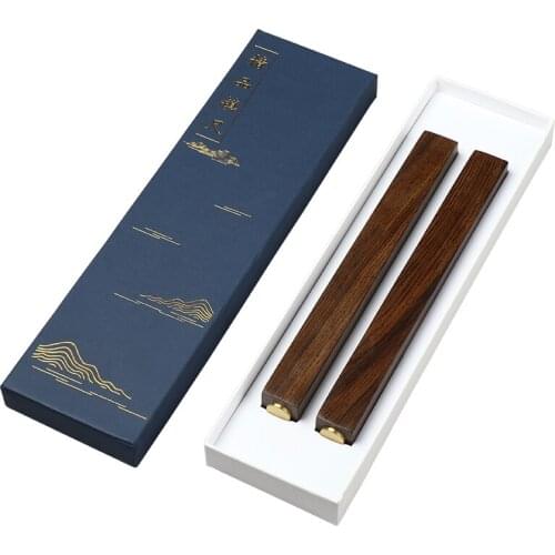 Ebony Brass Inlaid Paperweights Wooden Calligraphy Painting Paperweights Chinese Creative Gift Paper Weight Study Room Ornaments