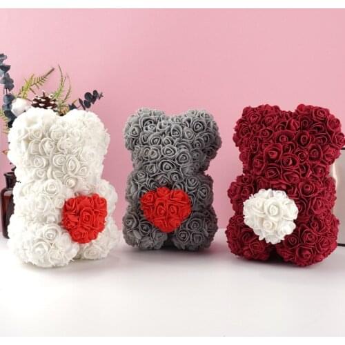 Artificial Flowers 25cm Roses Teddy Bear Unicorn Anniversary Christmas Valentine Gift for Girlfriend Wedding Decoratio