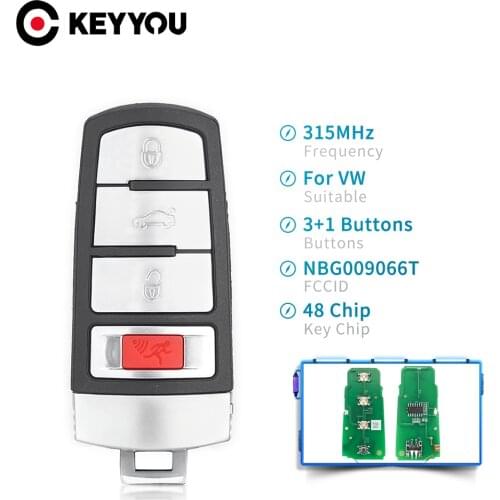 KEYYOU NBG009066T 434MHz PCF7936 ID46 ID48 For VolksWagen VW Passat CC Passat 3C0959752BG / BA 3/3+1 BTN Keyless Go Remote Key