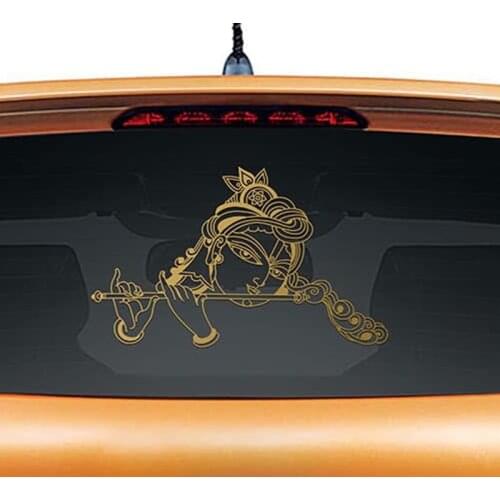 Krishna with Flute Hinduism Symble Religion Om Sign Design Car Sticker Waterproof Wall Decal Murals Sliver/gold/black L1162