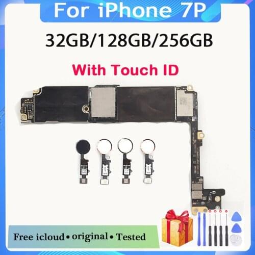 32GB 128GB 256GB original for IPhone 7 Plus motherboard with touch ID unlocked for iphone 7 Plus 5.5ich IOS System logic board