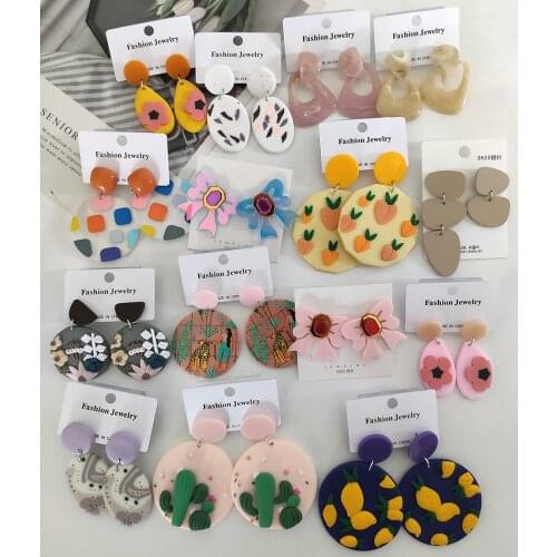 40 designs New Design Juran Sweet Acrylic Dangle Drop Earrings Colorful Geometric Summer Beach Earrings boucle oreille femm