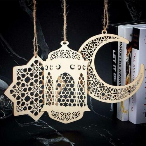 Muslim Islamic EID LED Light Moon Castle Decor Wooden Mubarak Ramadan