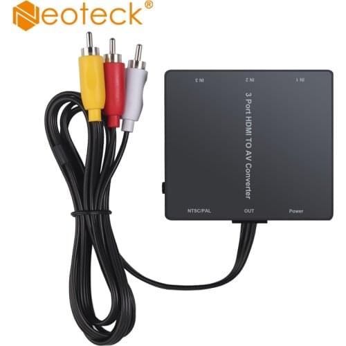 Neoteck 3 Port HDMI to AV Converter HDMI to RCA Adapter Video Audio Converter For Fire Stick blu ray Player Sky HD Box