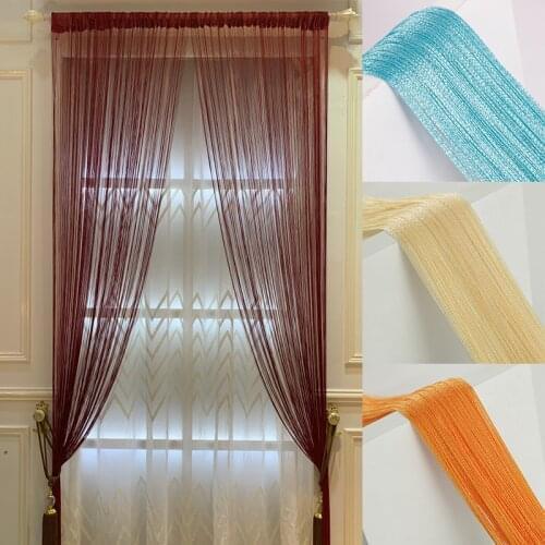 Solid Color String Curtain Coffee Gray White Black Classic Line Thread Curtain Window Blind Valance Room Divider 100*200cm