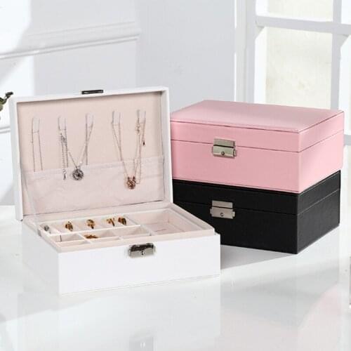 New Double-Layer Velvet Jewelry Box European Jewelry Storage Box Large Space Jewelry Holder Gift Box