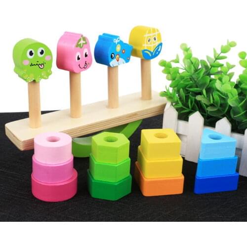New Montessori Educational Toy Wooden Cartoon Balance Scale Toy For Kids baby