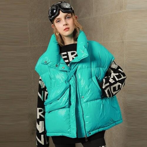 2021 Autumn Winter New Fashion Streetwear Style Women White Duck Down Coat Female Short All-Match Waist Bag Thicken Warm Outwear