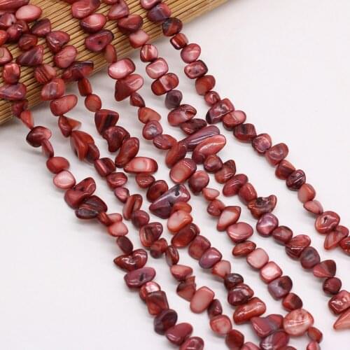 Wholesale Brownish Red Beaded Natural Shell Irregular Rectangle Loose Beads for Jewelry Making DIY Craft Bracelet Necklace 80 Cm