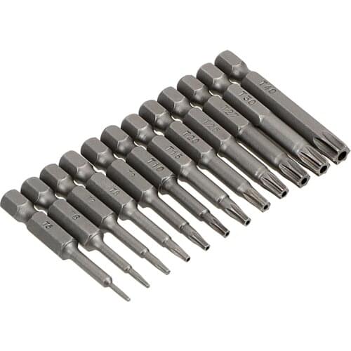 DIYWORK Tamper Proof Bit Hex Angle Handle 1/4 Inches With Holes Plum Screwdriver Screwdriver Drill Bit Hand Tools 12Pcs /Set