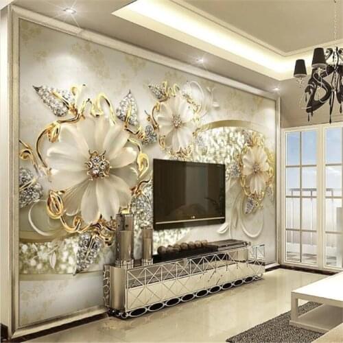 Custom Mural Wallpaper Luxury Golden 3d Three-Dimensional European Pattern Jewelry TV Background Wall Painting